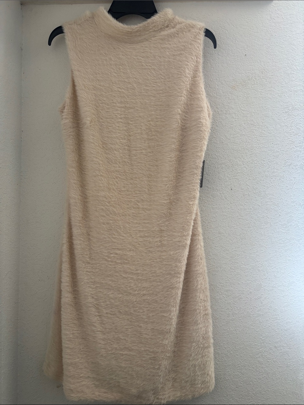 Express Cream Faux-Fur Sleeveless Midi Dress